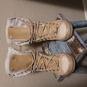 Converse high tops all leather tan and beige unisex